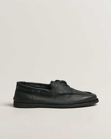 John Lobb Foil Boat Shoes Black Grain – Musta
