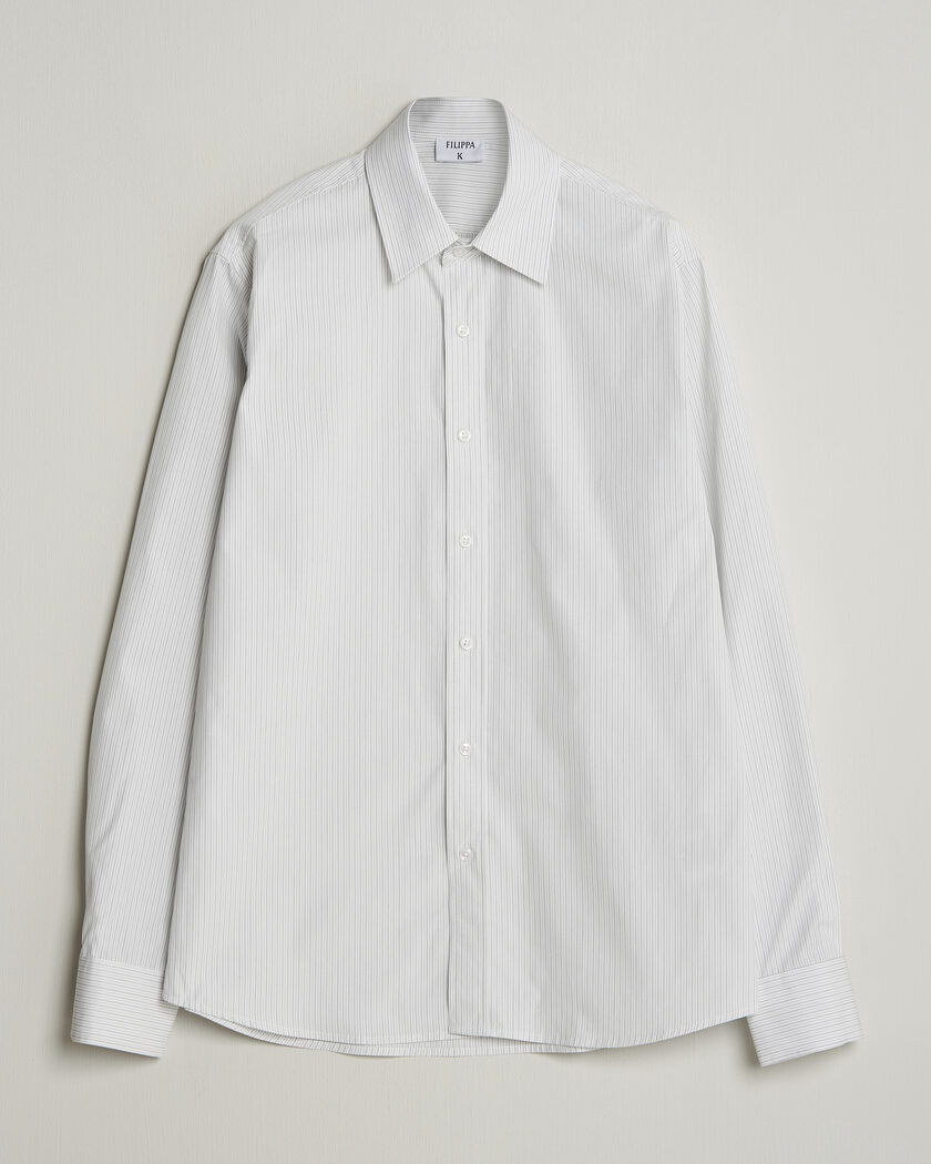 Filippa K Cotton Poplin Striped Shirt White/Black – Valkoinen