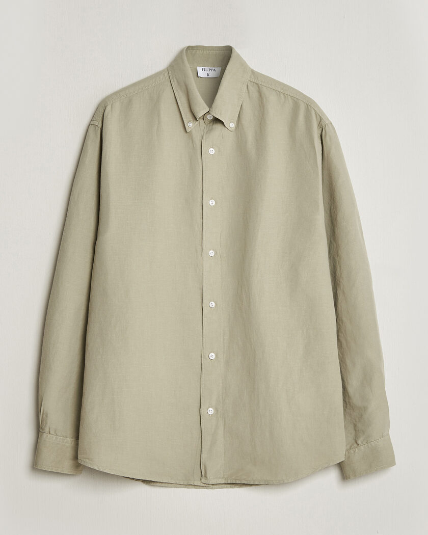 Filippa K Relaxed Cotton/Linen Shirt Light Green – Vihreä