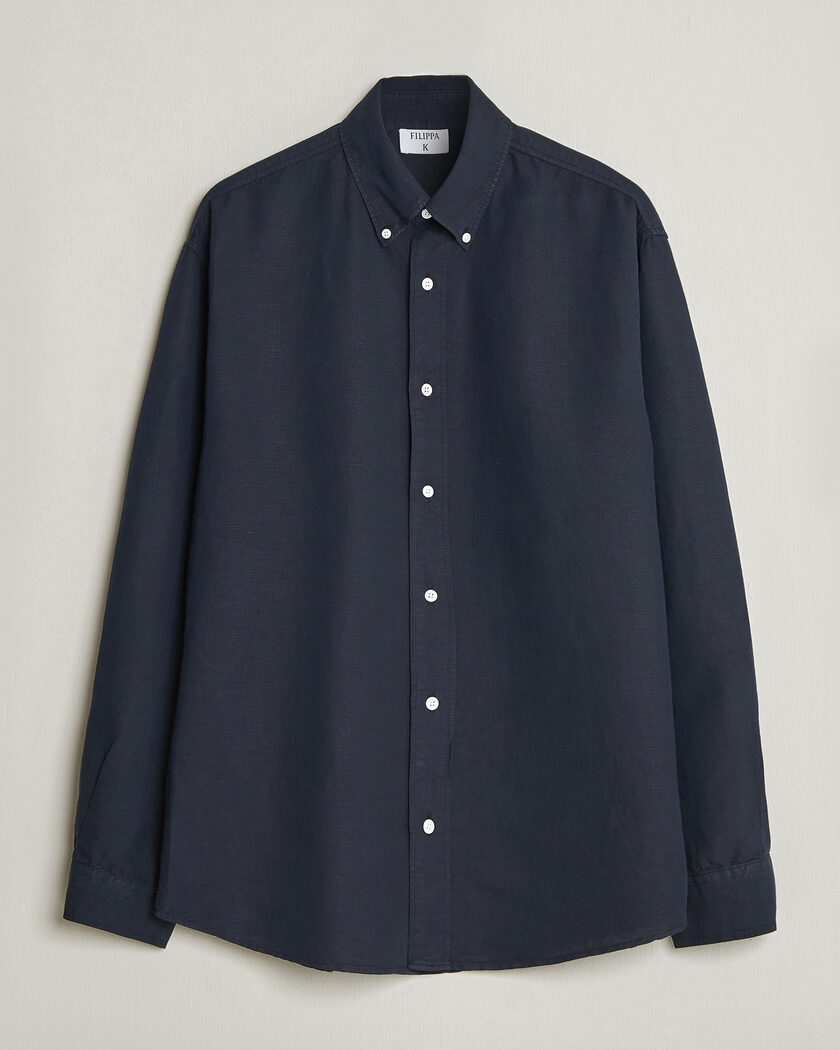  Filippa K Relaxed Cotton/Linen Shirt Navy – Sininen