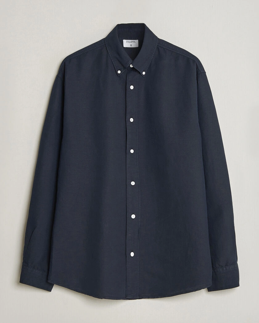Filippa K Relaxed Cotton/Linen Shirt Navy – Sininen