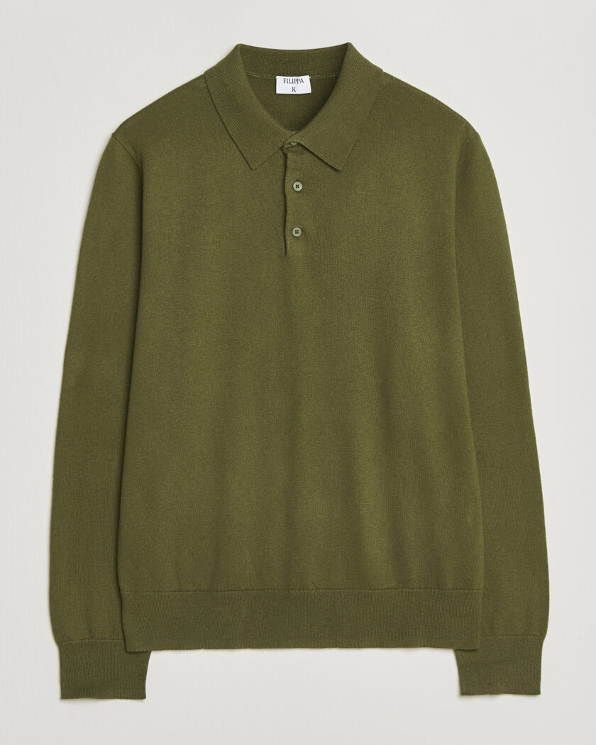 Filippa K Knitted Polo Shirt Laurel Green – Vihreä
