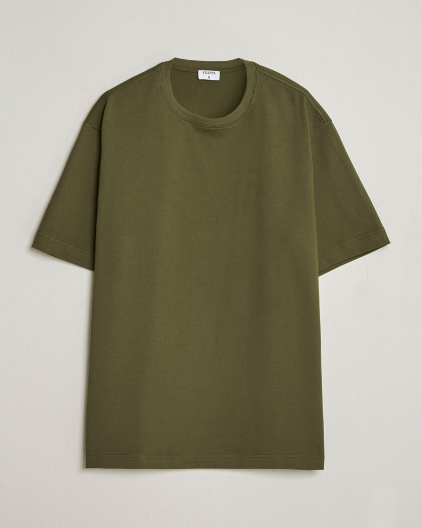 Filippa K Heavy Cotton Crew Neck T-Shirt Midnight Green – Vihreä