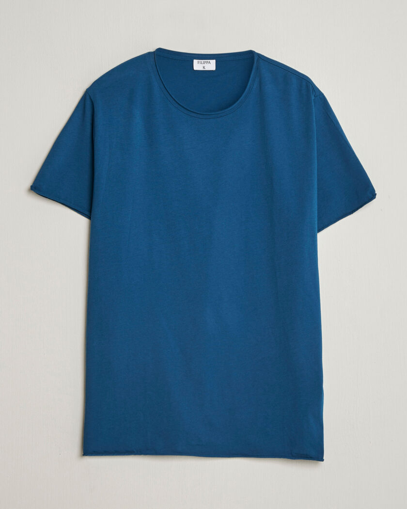 Filippa K Roll Neck Crew Neck T-Shirt Night Teal – Sininen