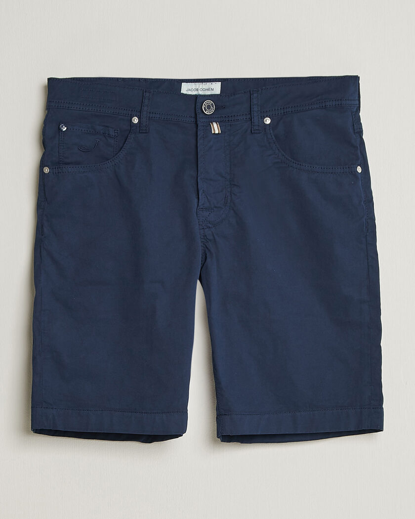 Jacob Cohën Nicolas Cotton Gabardine Shorts Navy – Sininen