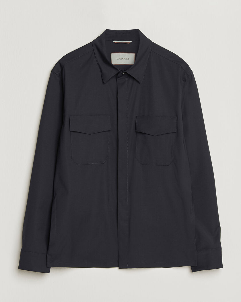 Canali Travel Wool Overshirt Navy – Sininen