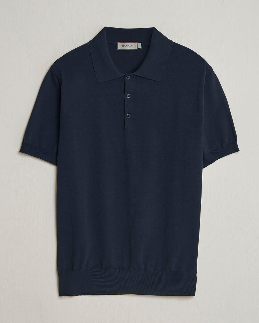 Canali Cotton Short Sleeve Polo Navy – Sininen