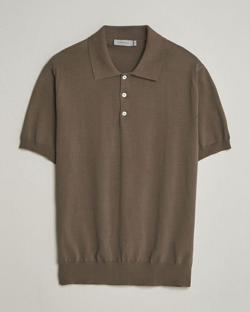 Canali Cotton Short Sleeve Polo Brown – Ruskea
