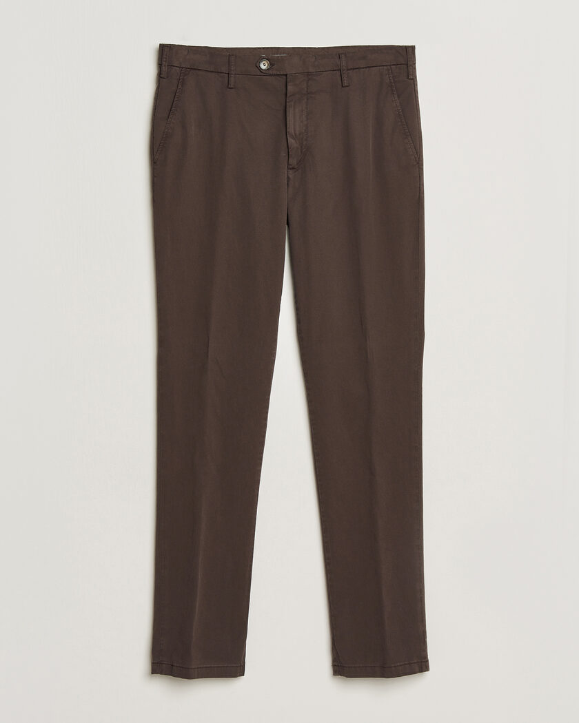 Canali Regular Fit Cotton/Stretch Chinos Dark Brown – Ruskea