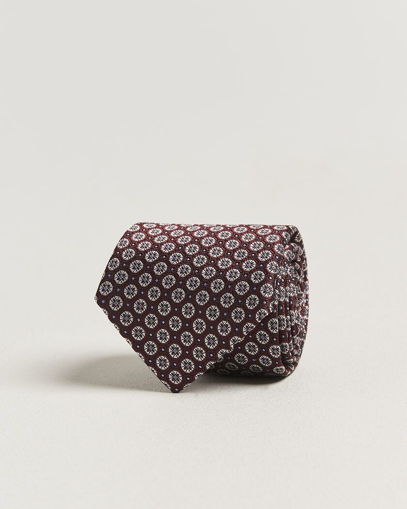 Canali Jacquard Flower Silk Tie Burgundy – Punainen