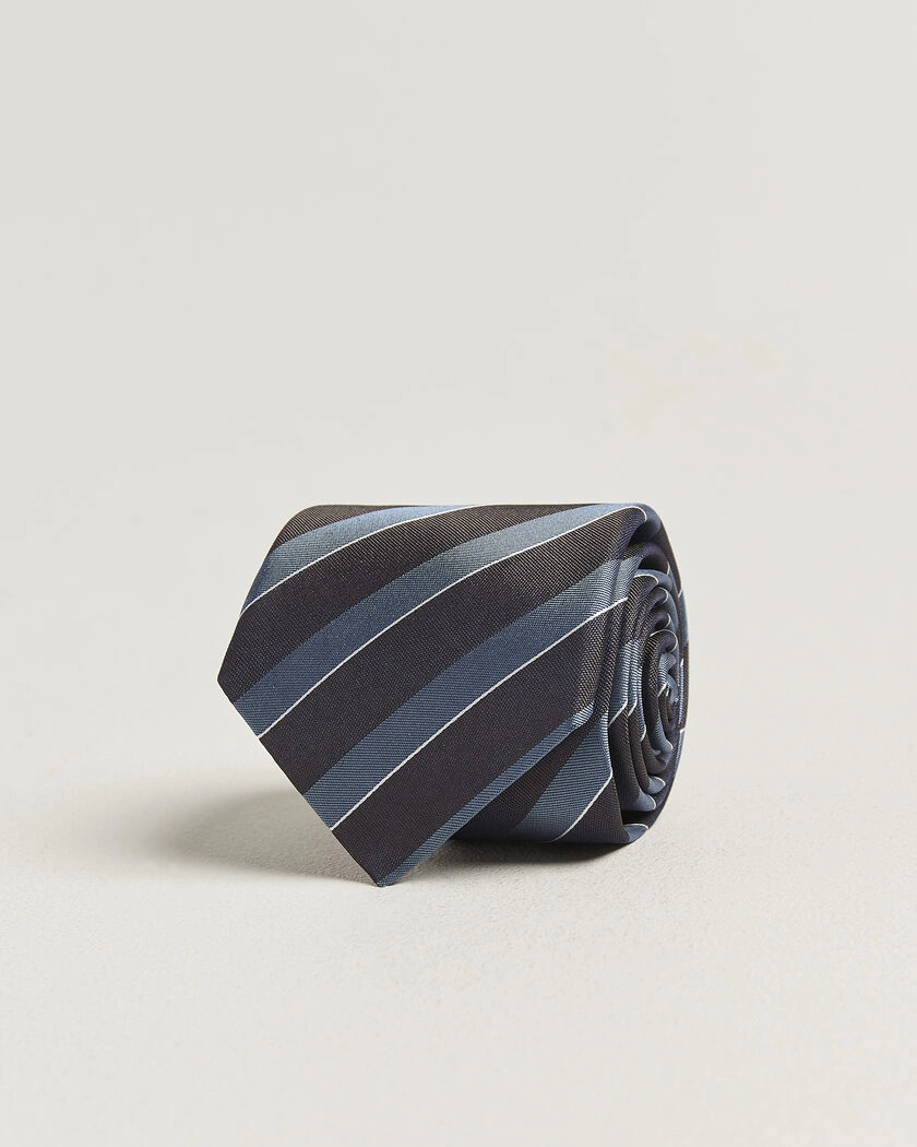 Canali Regimental Stripe Silk Tie Brown/Blue – Ruskea