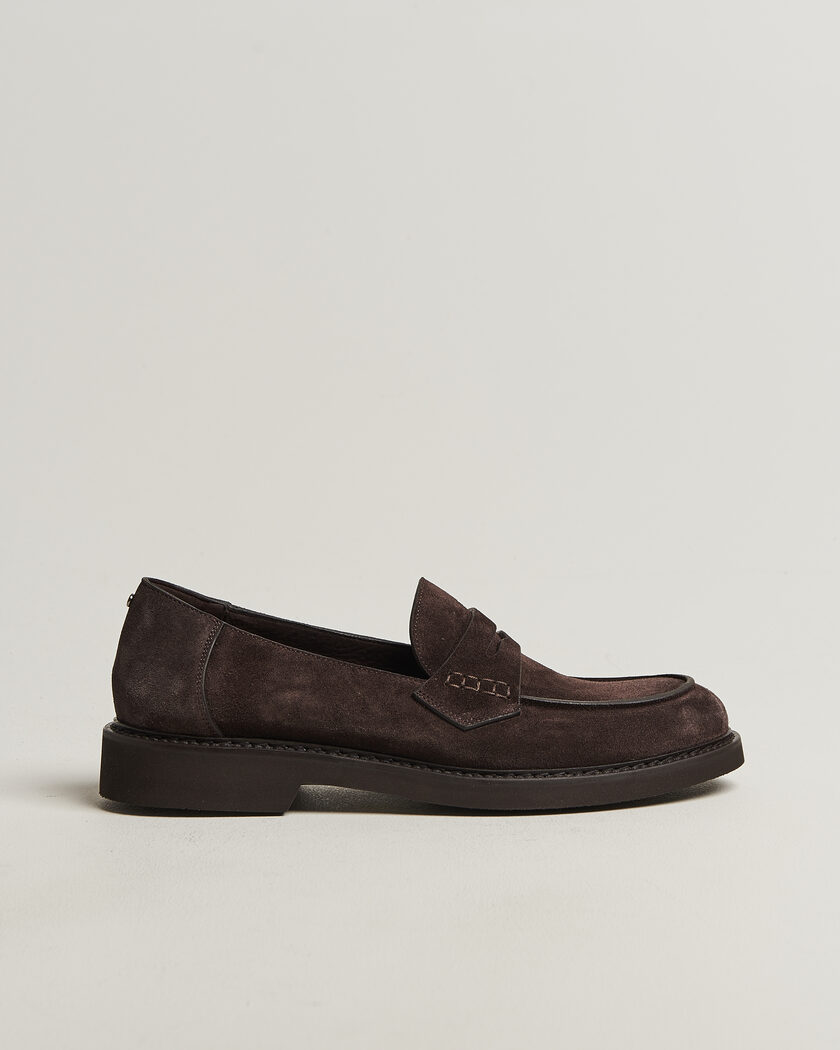Canali Penny Loafers Dark Brown Suede – Ruskea
