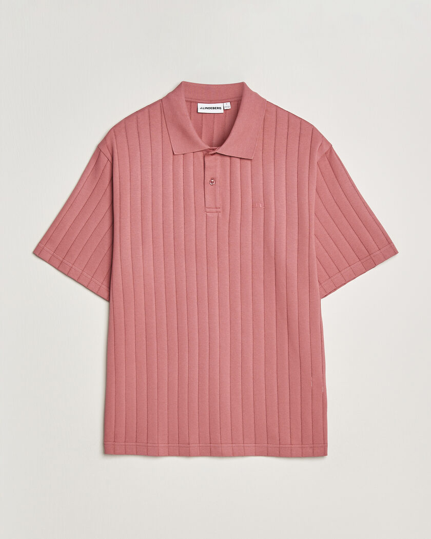 J.Lindeberg Simon Striped Polo Withered Rose – Punainen