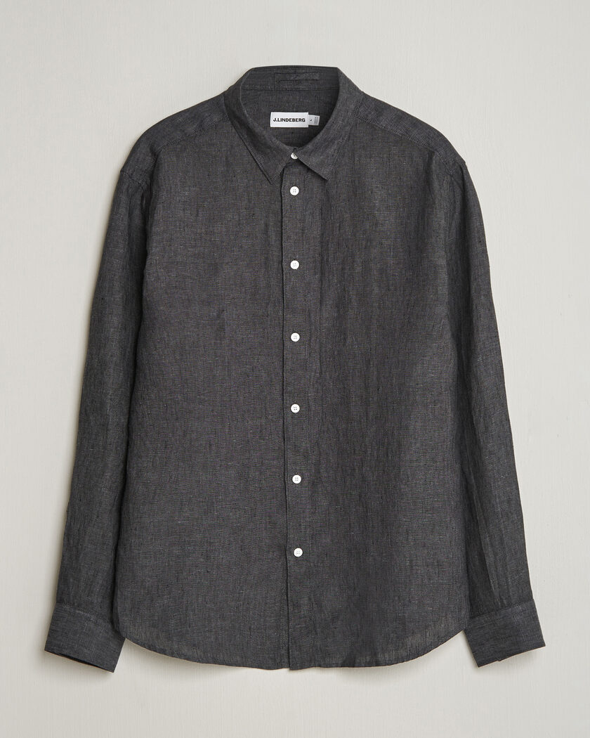 J.Lindeberg Marlon Linen Melange Shirt Black – Musta