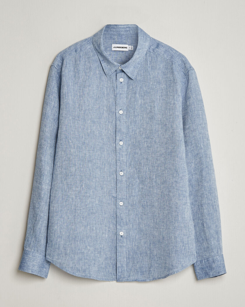 J.Lindeberg Marlon Linen Melange Shirt Federal Blue – Sininen