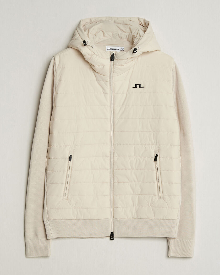  J.Lindeberg Ebbe Hybrid Knit Hoodie Moonbeam – Beige