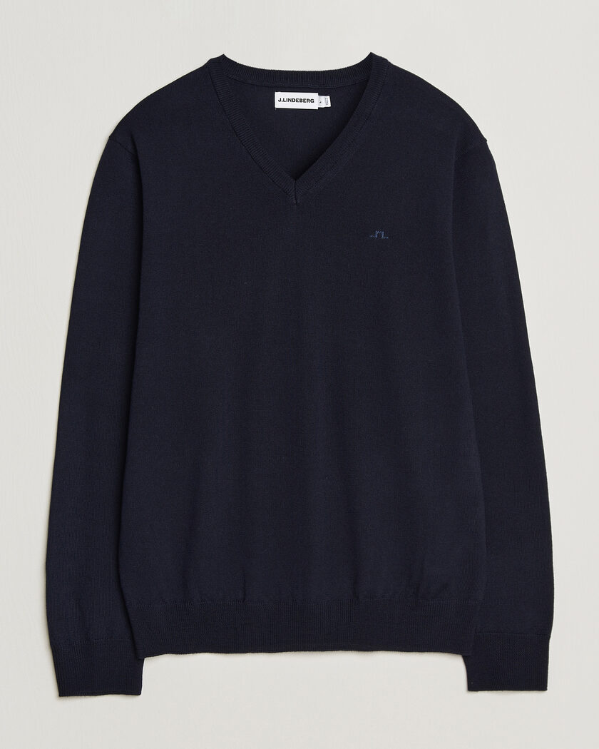 J.Lindeberg Lymann Merino V-Neck Pullover JL Navy – Sininen