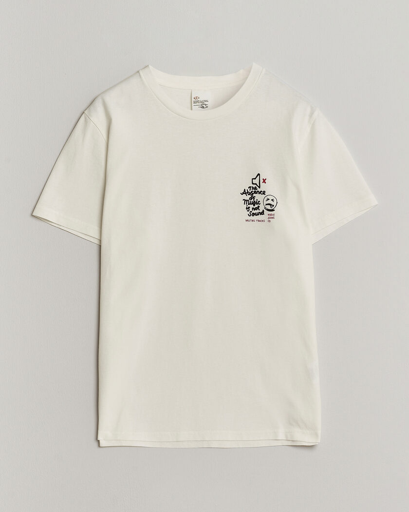 Nudie Jeans Roy Printed T-Shirt Chalk White – Valkoinen
