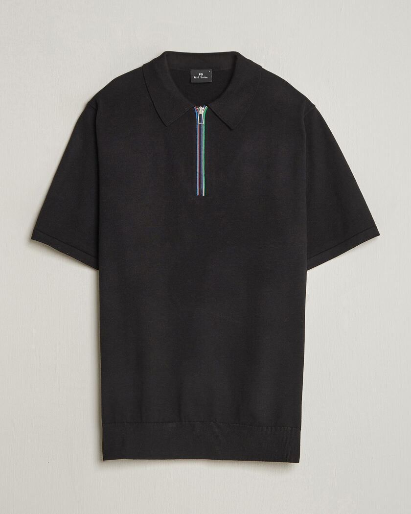 PS Paul Smith Cotton Knitted Half Zip Polo Black – Musta