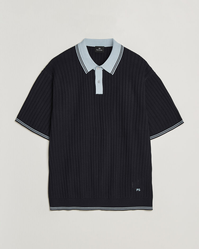 PS Paul Smith Cotton Knitted Polo Navy – Sininen
