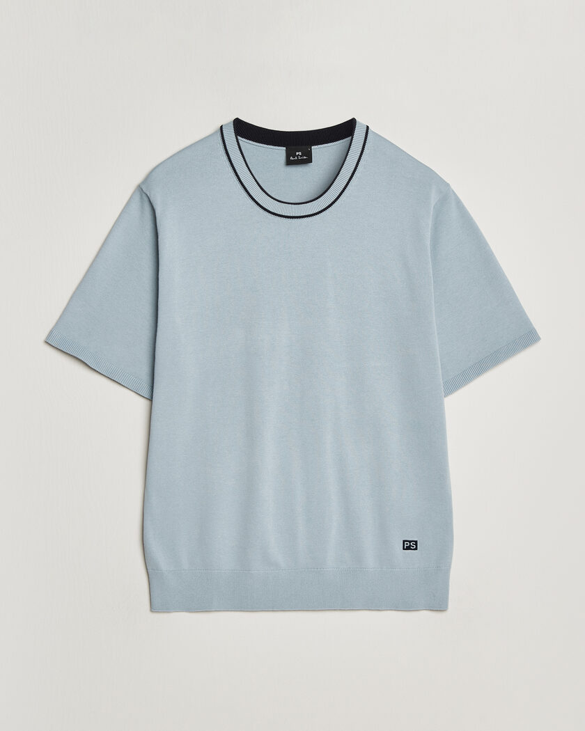 PS Paul Smith Cotton Knitted T-Shirt Light Blue – Sininen