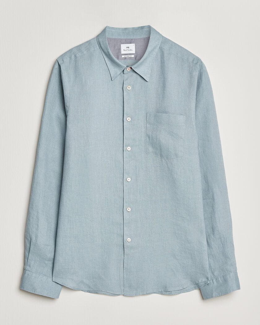 PS Paul Smith Tailored Fit Linen Shirt Light Blue – Sininen