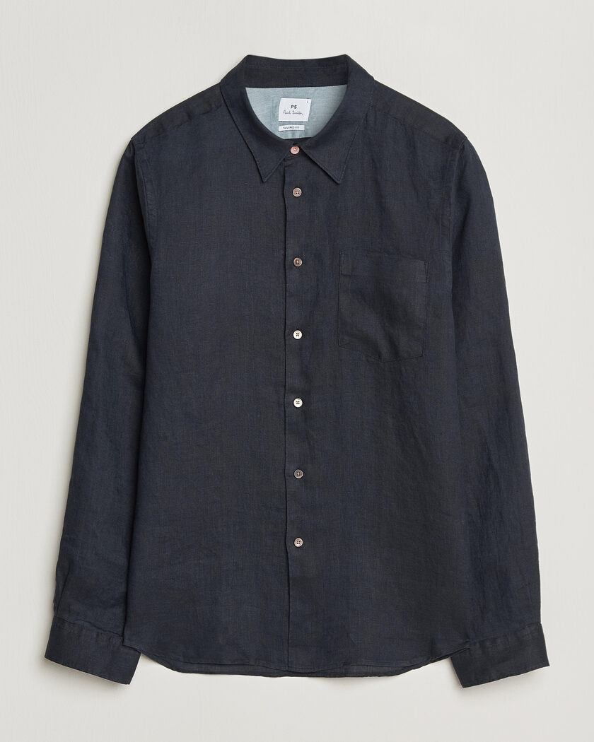 PS Paul Smith Tailored Fit Linen Shirt Navy – Sininen