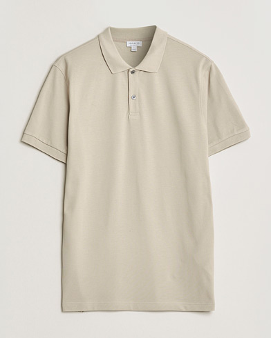 Sunspel Supima Cotton Short Sleeve Pique Polo Hazelwood – Beige