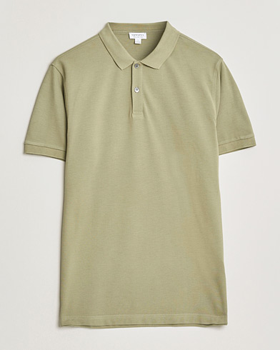 Sunspel Supima Cotton Short Sleeve Pique Polo Pistachio – Vihreä