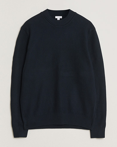 Sunspel Cotton Stitch Mock Neck Navy – Sininen