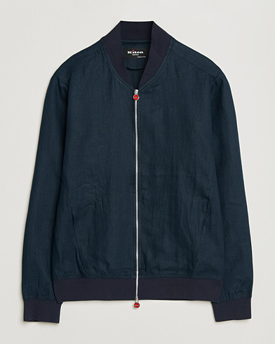 Kiton Unlined Linen Bomber Jacket Navy – Sininen