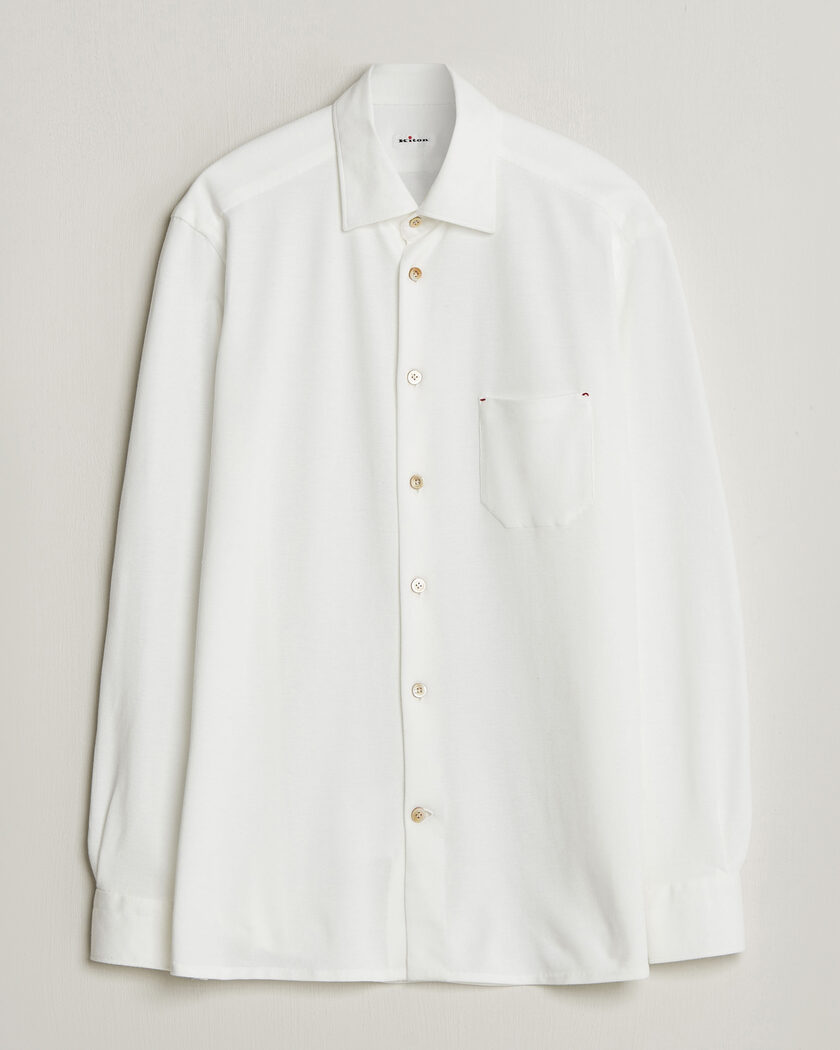 Kiton Jersey Piquet Shirt White – Valkoinen