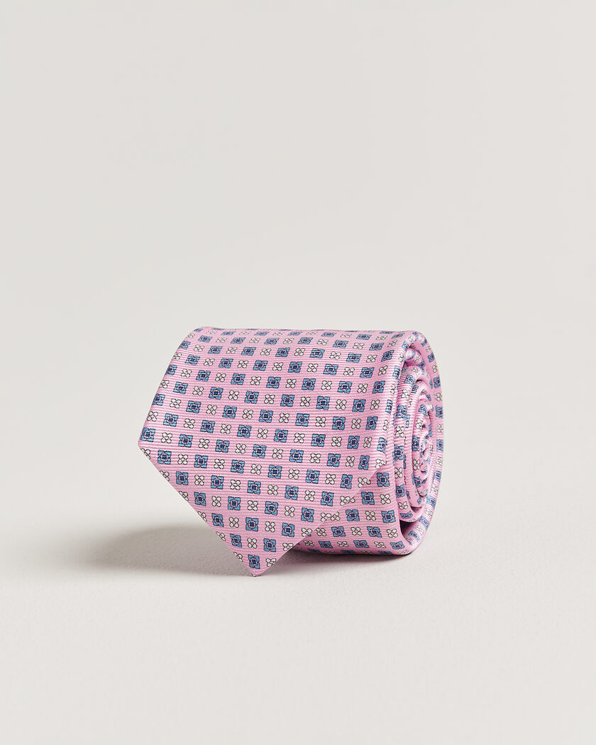 Kiton Printed Flower Silk Tie Pink – Vaaleanpunainen