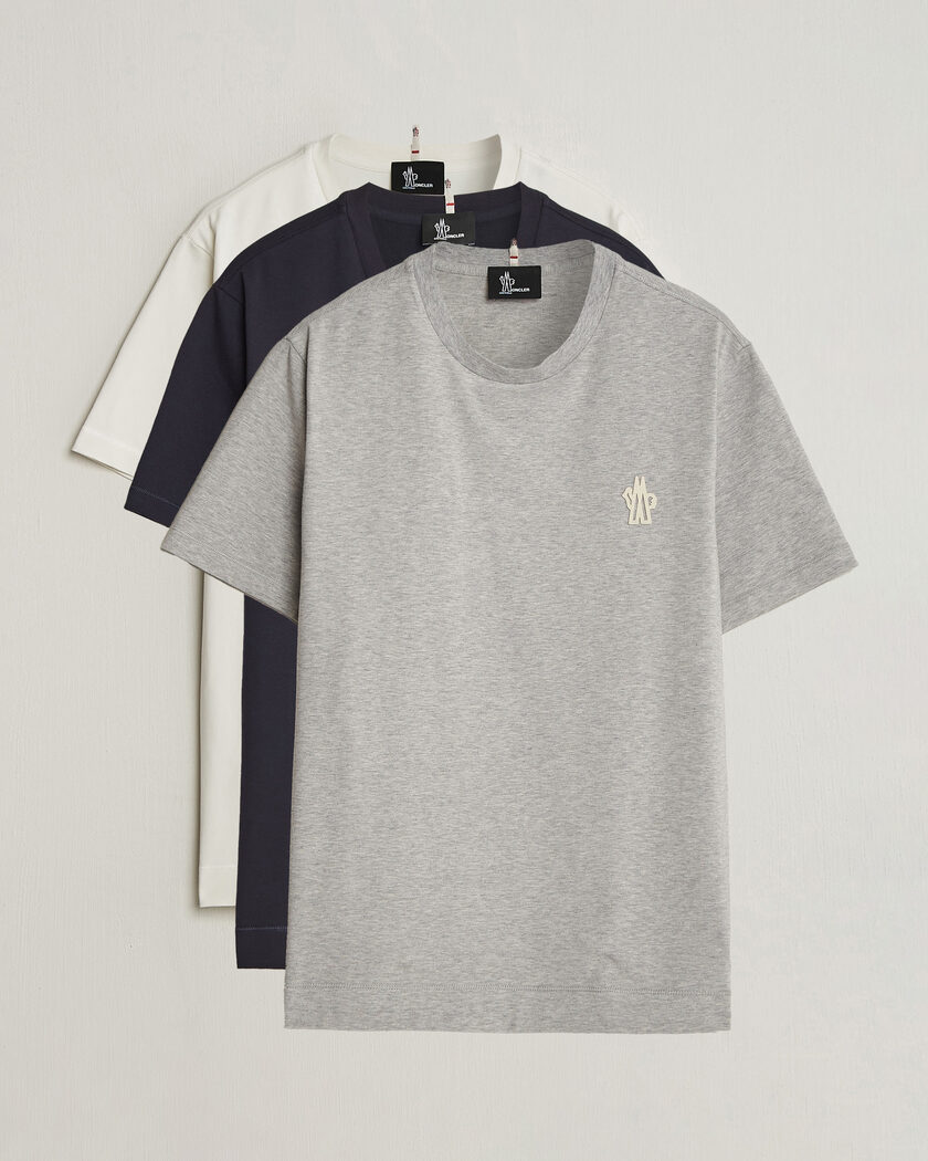 Moncler Grenoble 3-Pack Logo T-Shirts White/Grey/Black – Monivärinen