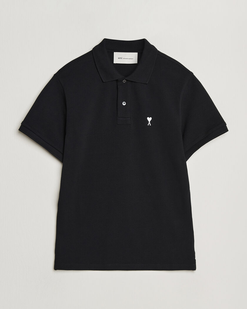 AMI Contrast Heart Logo Polo Black – Musta