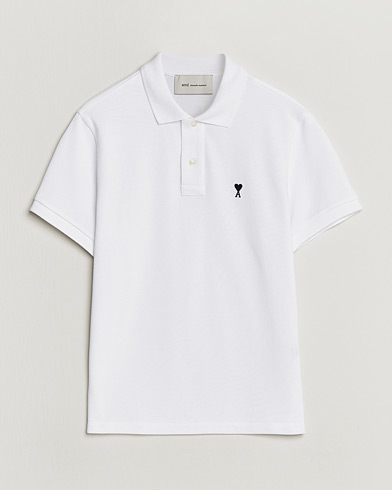 AMI Contrast Heart Logo Polo White – Valkoinen