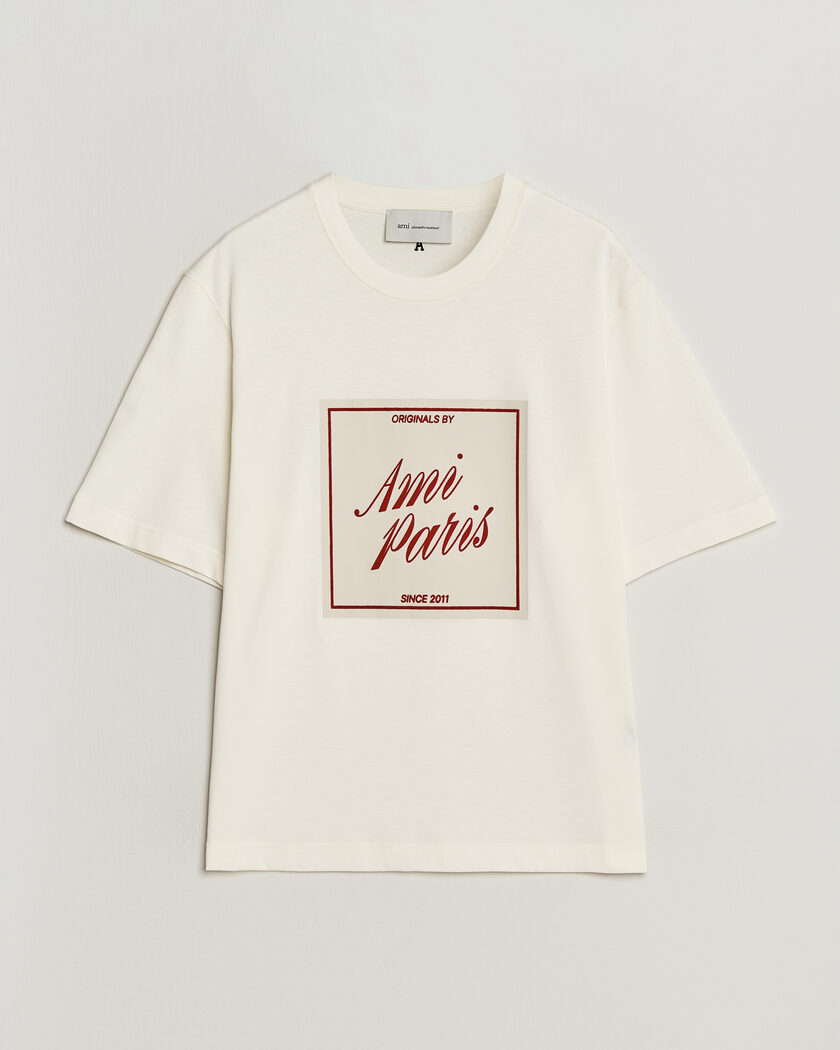 AMI Boxy Fit Printed T-Shirt Creme – Valkoinen