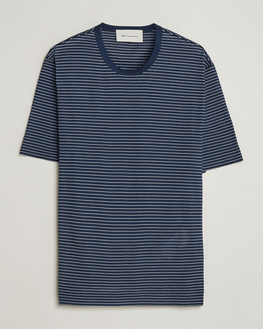 AMI Striped T-Shirt Navy/White – Sininen