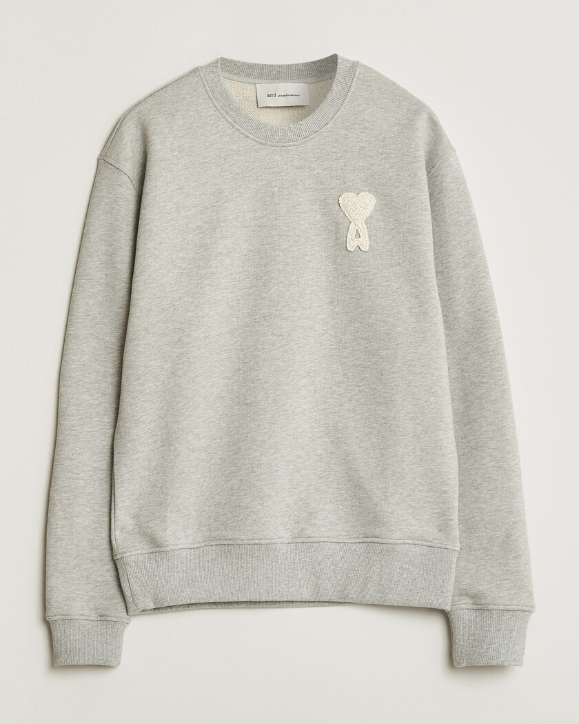 AMI Knitted Heart Logo Sweatshirt Grey Melange – Harmaa