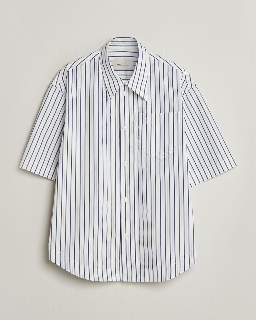 AMI Short Sleeve Camp Collar Shirt White/Blue – Sininen