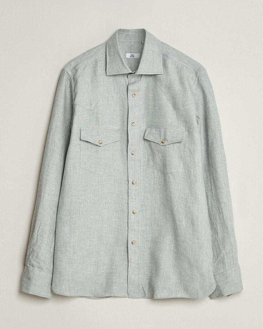 100Hands Two Pocket Western Linen Shirt Mint Green – Vihreä