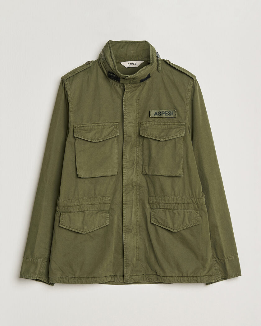 Aspesi Washed Cotton Field Jacket Military – Vihreä
