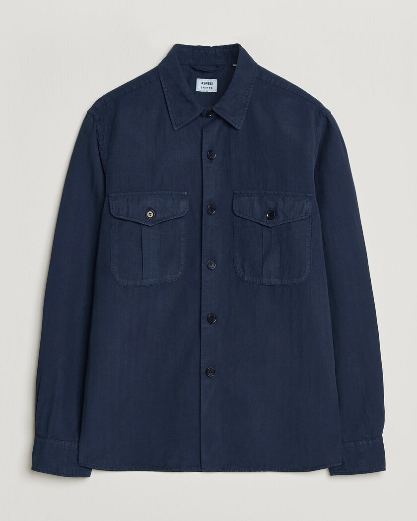 Aspesi Double Pocket Overshirt Navy – Sininen