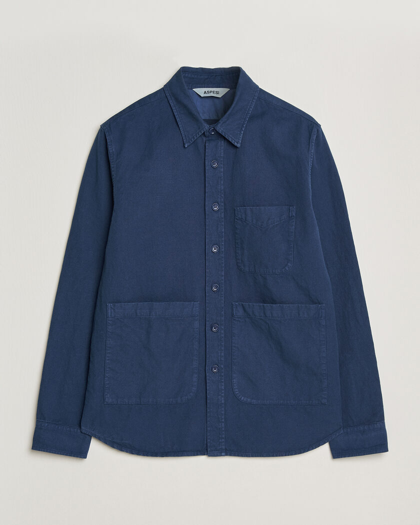  Aspesi Garment Dyed Utility Shirt Dark Blue – Sininen