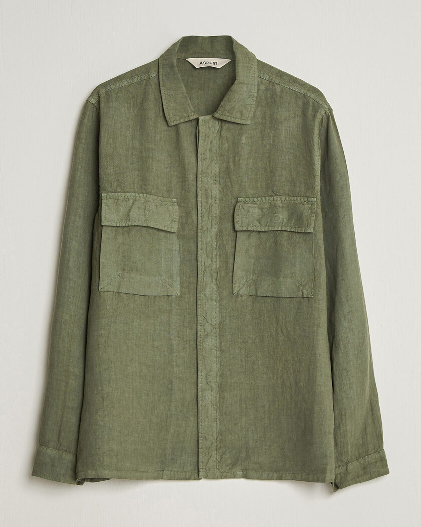 Aspesi Linen Overshirt Military – Vihreä