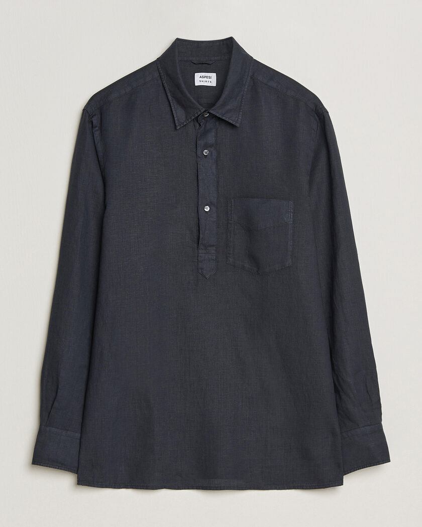 Aspesi Popover Linen Shirt Navy – Sininen