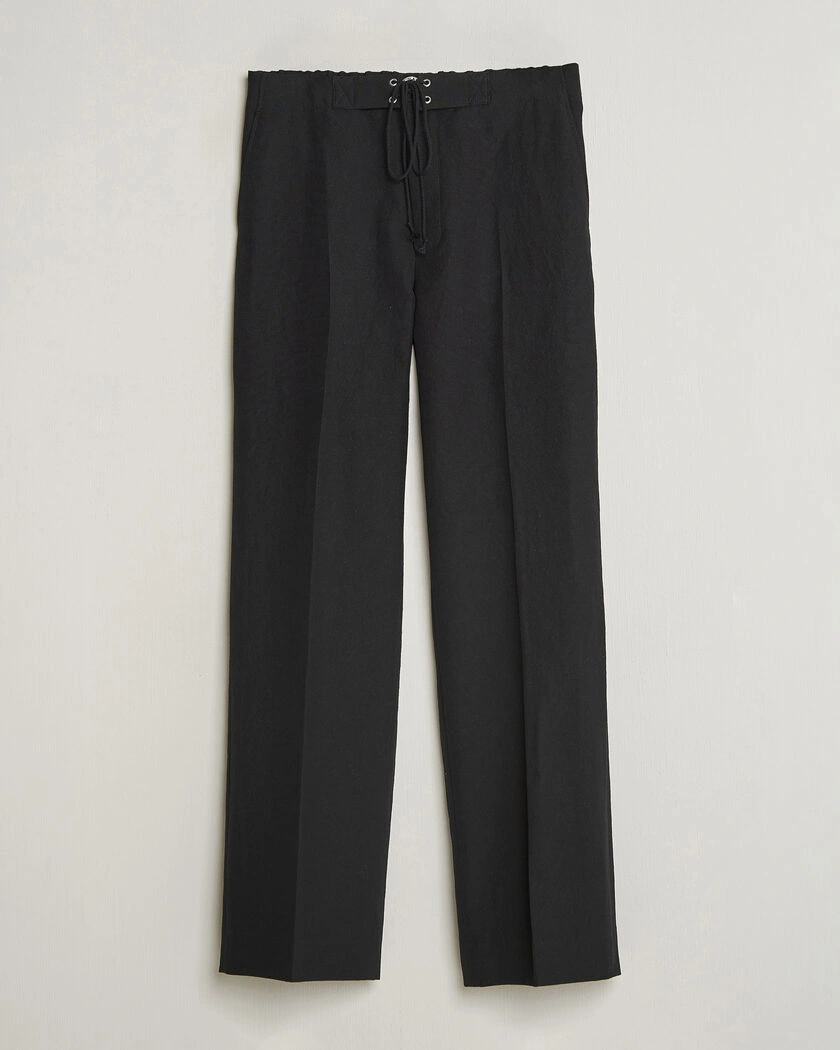 Auralee Wool/Linen Ox Drawstring Pants Black – Musta