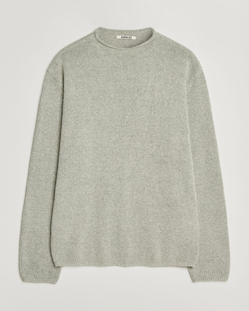 Auralee Cashmere/Silk Crew Neck Mint Melange – Vihreä