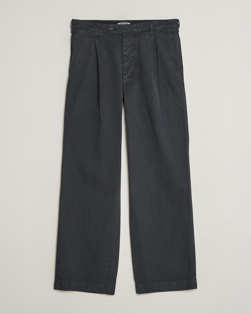Auralee Garment Dyed Finx Chinos Black – Musta