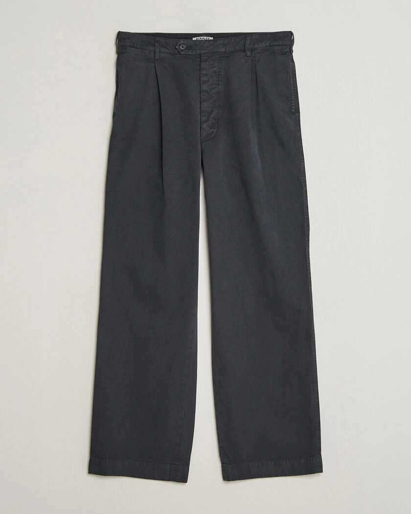 Auralee Garment Dyed Finx Chinos Black – Musta